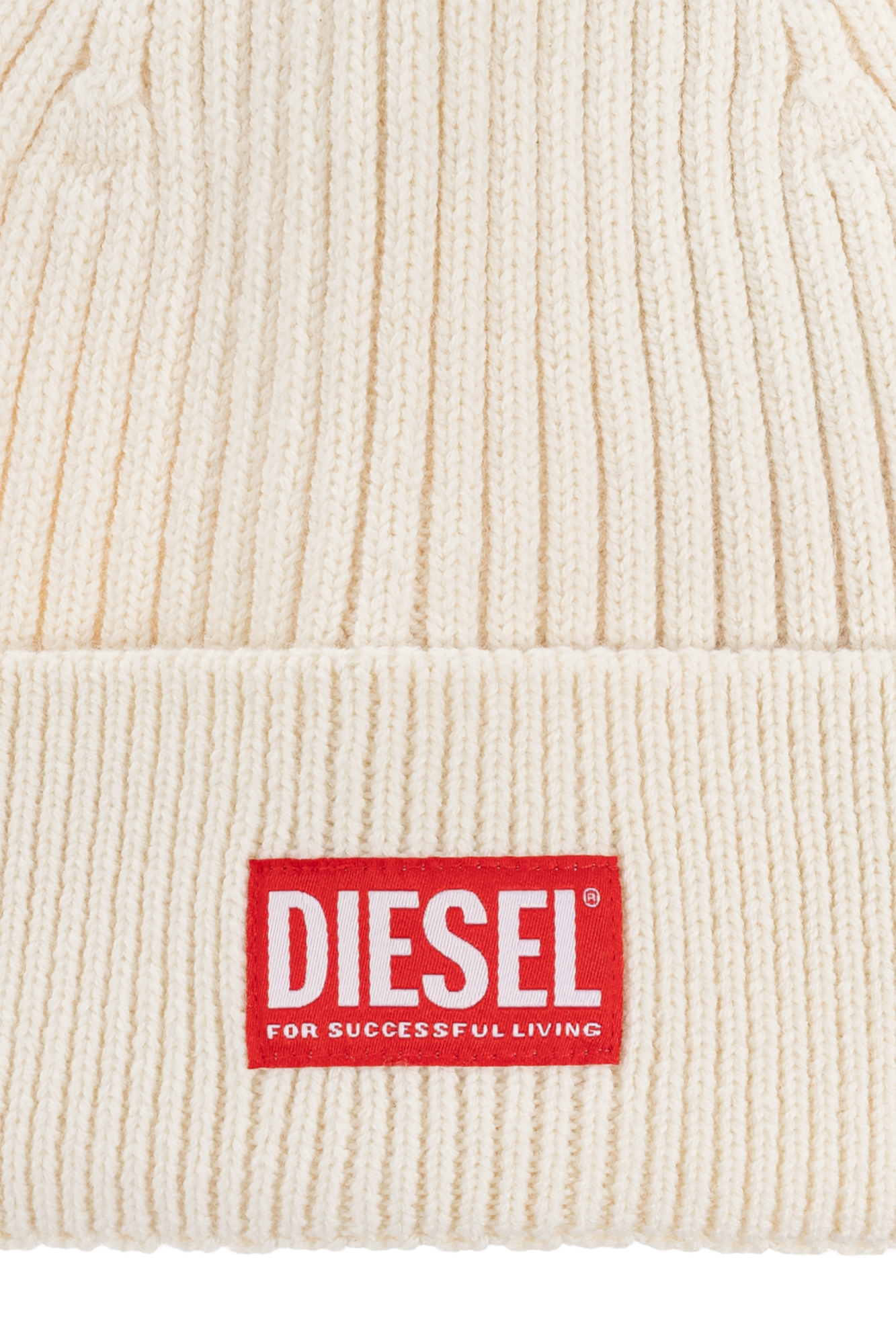 DIESEL K-Coder-H 2x2 ニットキャップロゴ K-CODER-H 2X2 : Ribbed beanie with logo patch | Diesel
